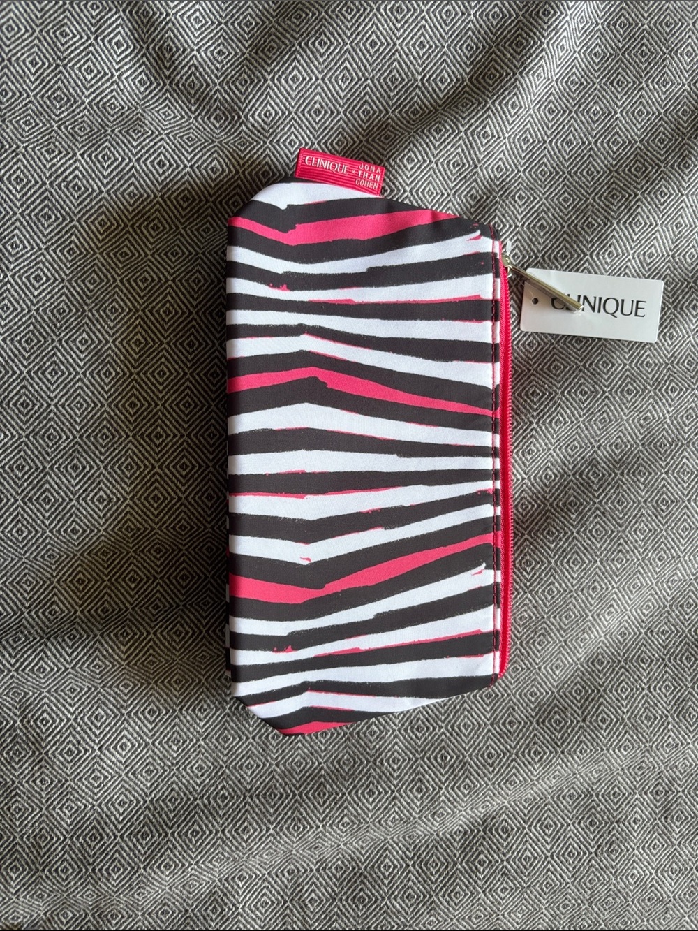 Clinique Black, White & Pink Zebra Stripe Pouch